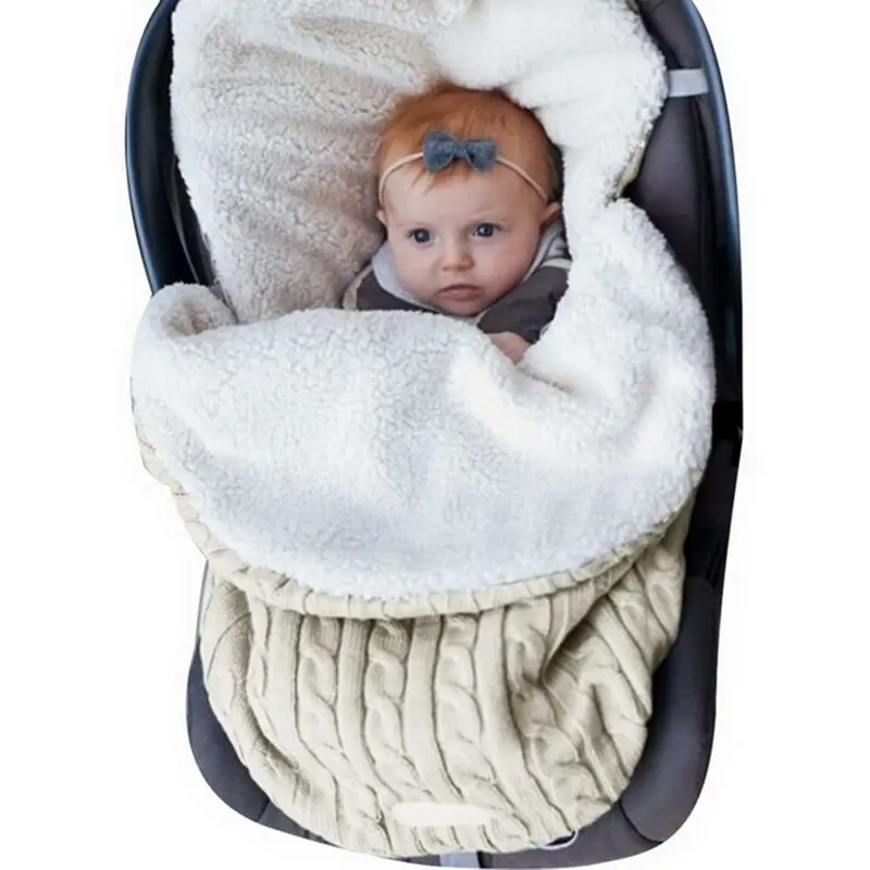 Спальные мешки для новорожденных; вязаные зимние теплые детские коляски; спальный мешок; бархатная вязаная уличная пеленка для малышей