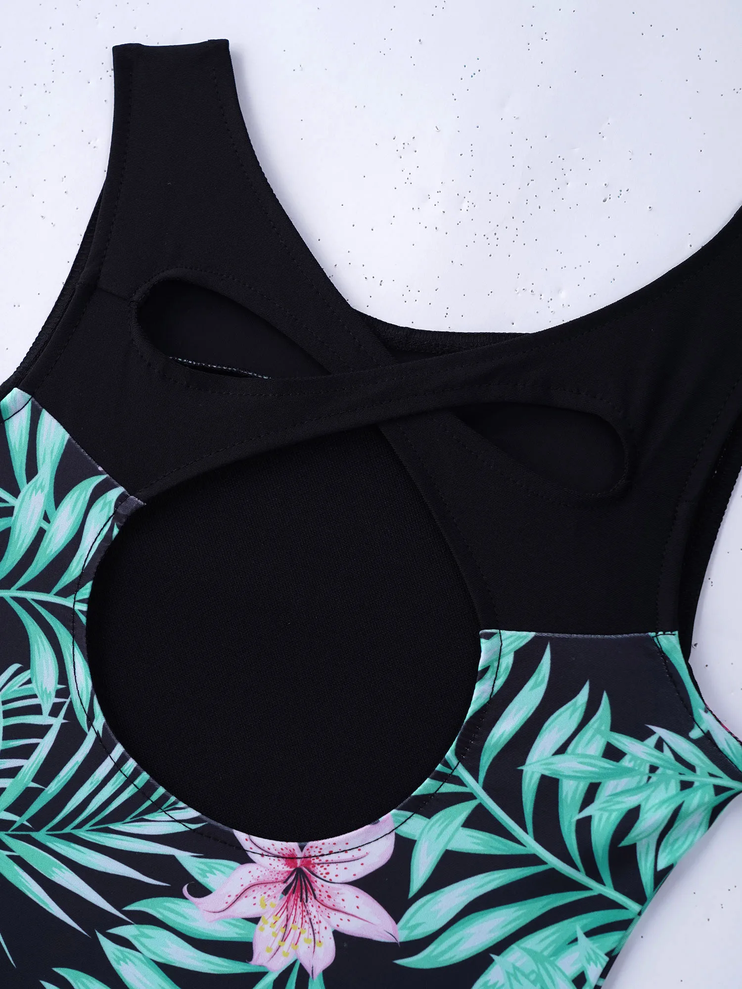 TiaoBug Summer Kids Girls One-Piece Print Swimming Bathing Beach Pool Swimsuit Round Neck Sleeveless Leotard Bodysuit Swimwear