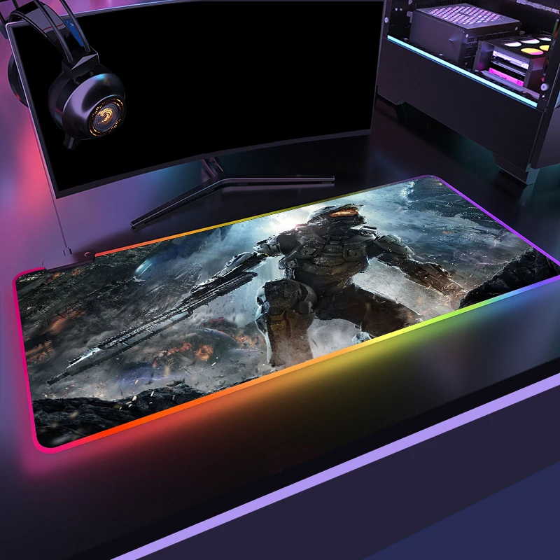 Большой игровой компьютерный коврик для мыши RGB настольный ПК светодиодный Ной