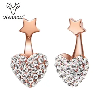 

Viennois Rose Gold Color Dangle Earrings For Women Zircon Crystal Heart Drop Earrings Jewelry 2020