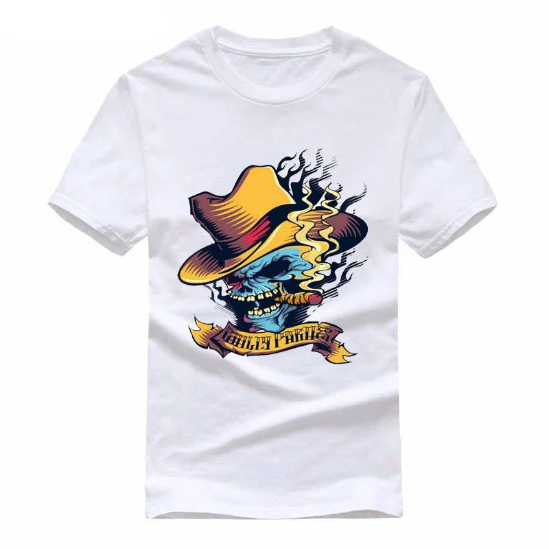 

2019 Colored skulls tee cute t shirts men short sleeves cotton tops cool t shirt summer jersey costume Fashion t-shirt