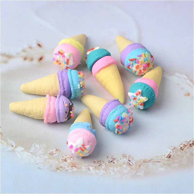 10pcs/bag Soft Pottery Ice Cream Toys Decoration Accessories Slime Kit Polymer Clay Mold Playdough DIY Glue Mud Pendant Material | Игрушки и