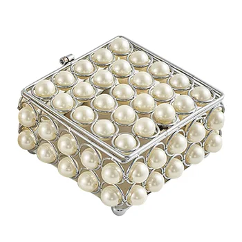 

Wedding Engagement Crystal Pearl Storage Case European Luxury Ring Display Earring Organizer Trinket Lipstick Gift Jewelry Box