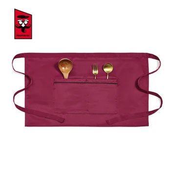 

Unisex Lace-up Short Apron With Pocket Restaurant Hotel Chef Oil-proof Apron Cafe Bakery Florist Waiter Work Apron Waterproof