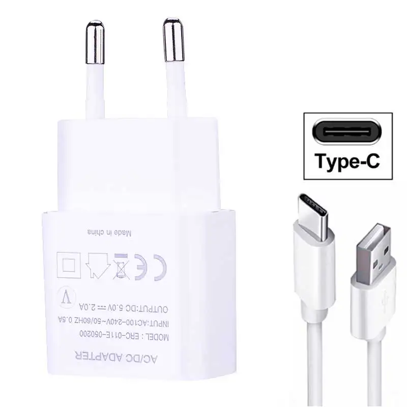 

USB C Cable Fast Wall Travel Phone Charger EU Plug 5V 2A Adapter For Honor Play4 Pro 30 Youth X10 5G Play 4T Pro 30 Type C Cable