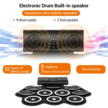 

Electronic Drum Pad Music Digital USB 7 Pads Roll up Drum Set Silicone Electric Drum Pad Kit Gift for Christmas Holiday Birthday