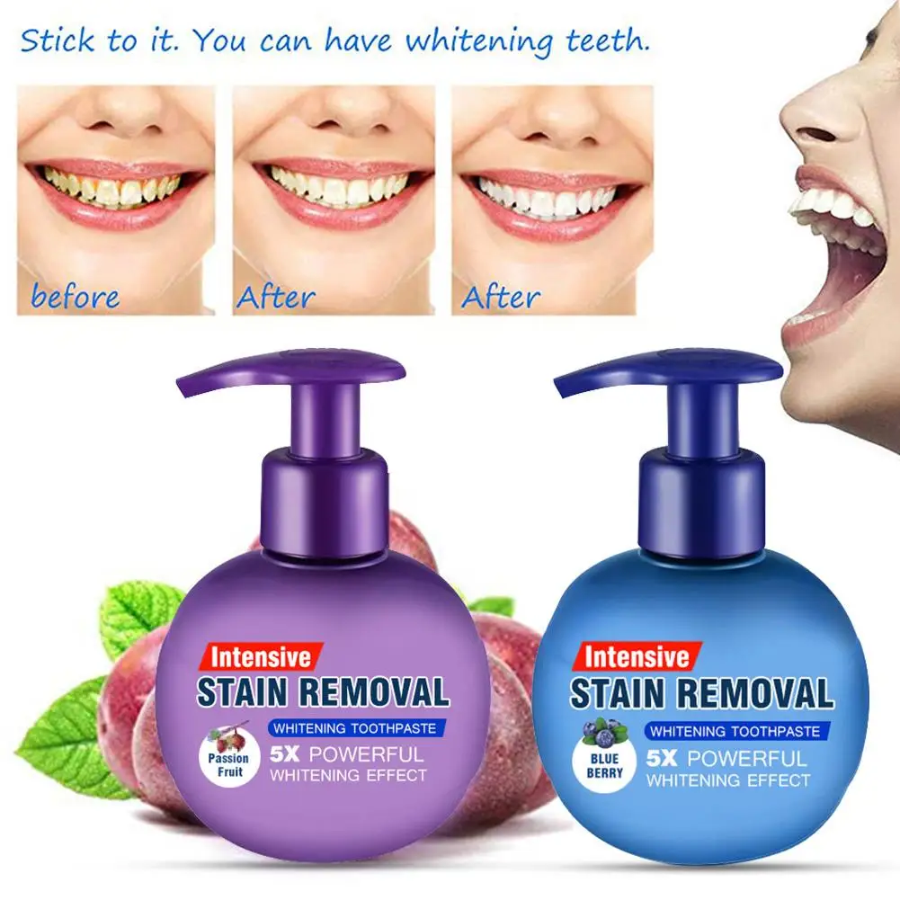 

1 Pcs Press Type Baking Soda Whitening Toothpaste Fruity Toothpaste Stain Removal Whitening Toothpastes