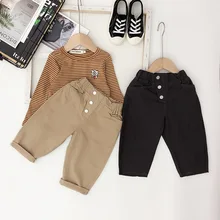 Эластичная хлопковая одежда; детская одежда; брюки для мальчиков; г. Осенняя одежда; стиль; западный стиль; маленькие детские брюки в Корейском стиле