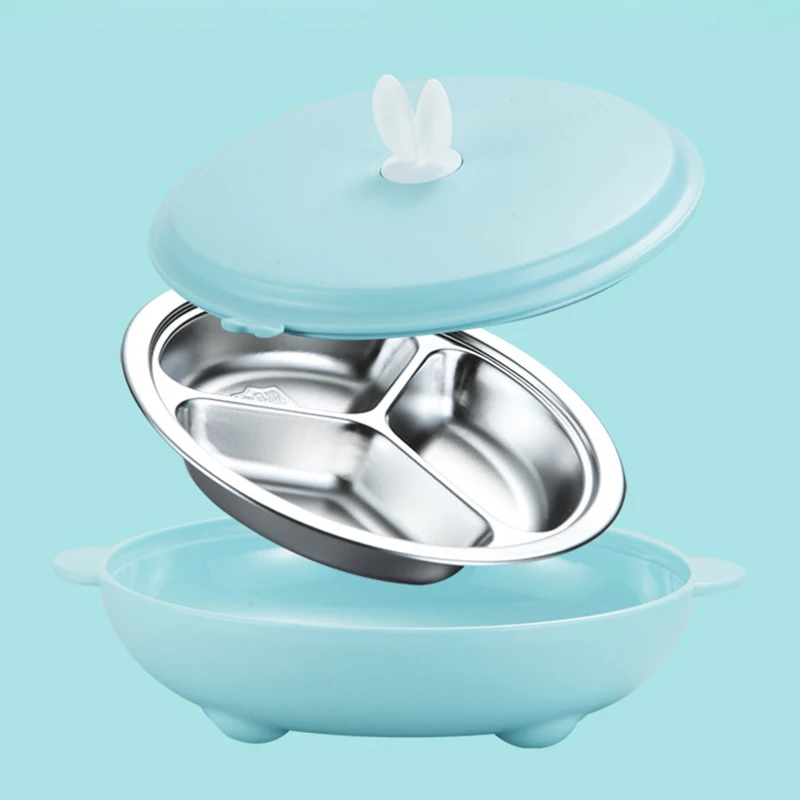 304 Stainless Steel Baby Thermal Bowl Toddler Tableware Dinnerware Cartoon Infant Food Training Bowl Kids Portable LunchBox