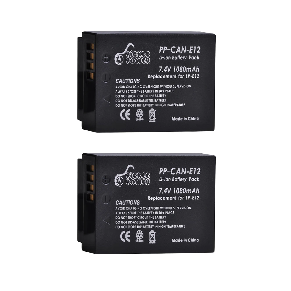 LP-E12 LP E12 LPE12 Battery+LED USB Dual Charger with Type C for Canon Rebel SL1 100D, EOS M, EOS M2, EOS M10 EOS M50 SX70 HS 