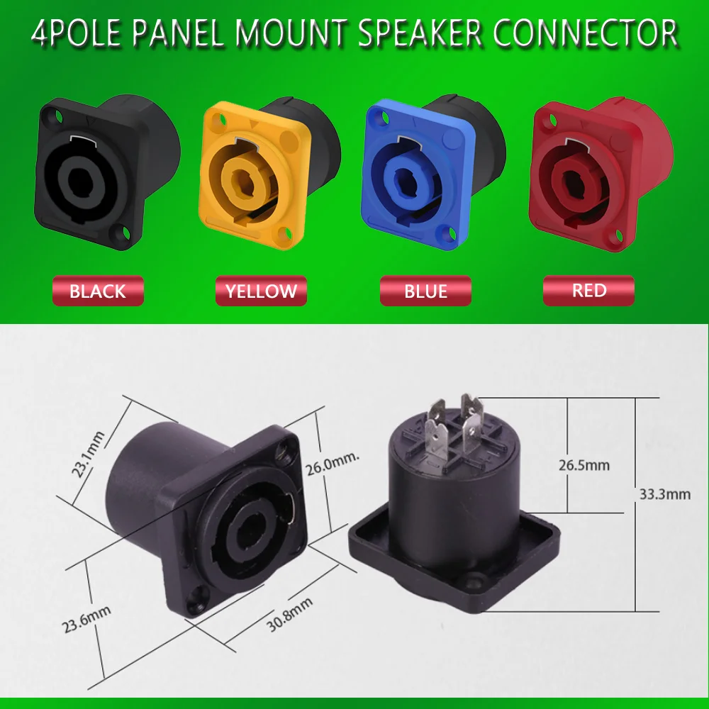 Description Picture 2 of item1PC Speak Chassis Connector 4pins with Protection Cover Waterproof Dustproof Panel Mout Loudspeaker/Amplifier connection