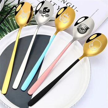 

6 Colors Creative Skull Stainless Steel Milk Coffee Spoons Dessert Ice Cream Candy Fruit Spoon Teaspoon Accessories
