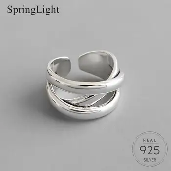 

Springlight Irregular Multilayer Cross Wide Ring Real 925 Sterling Silver Creative Handmade Design Fine Jewelry for Women Rings