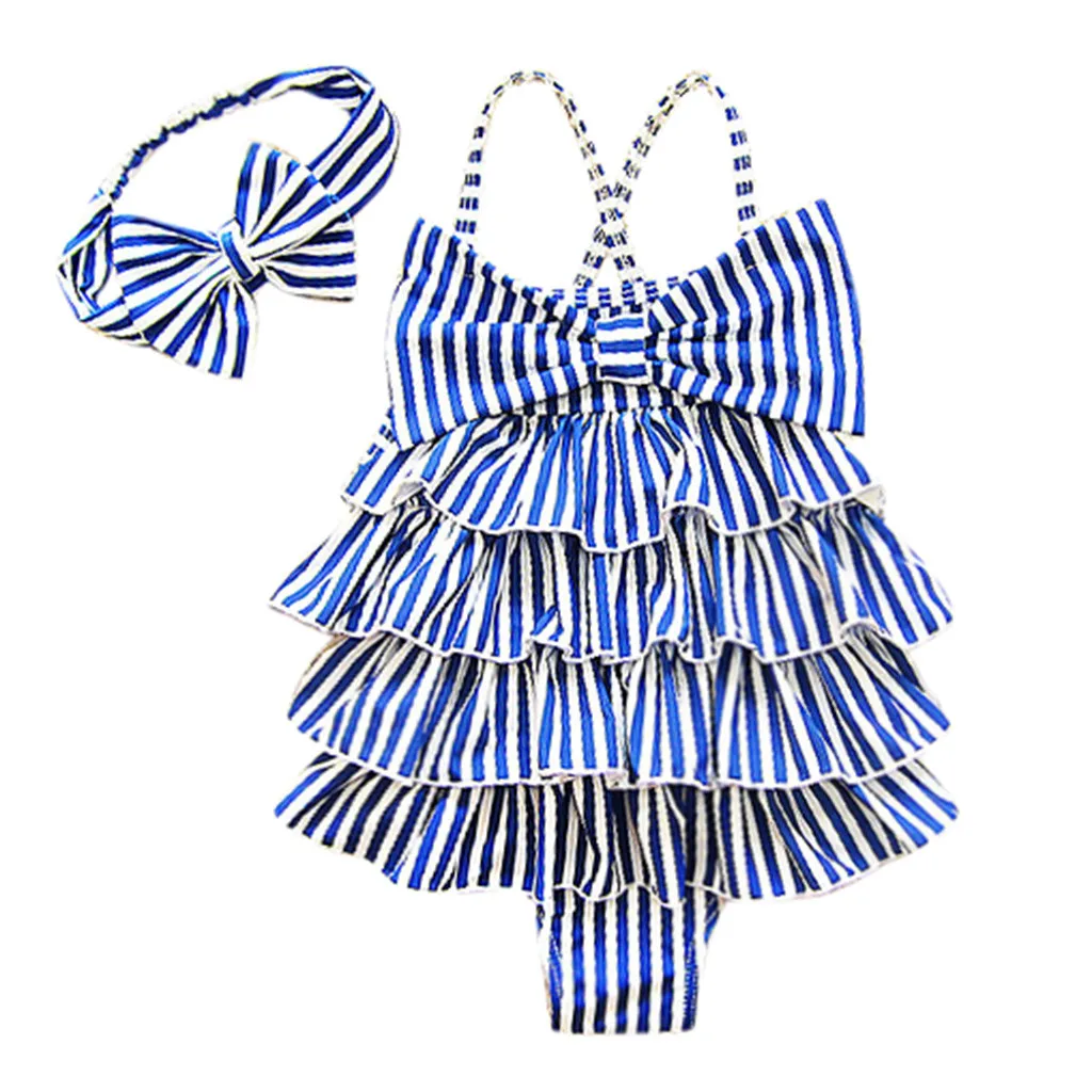 TELOTUNY 2020 Kid Baby Girl One Piece Stripe Bikini Ruffle Swimwear Swimsuit Bathing Suit Girls Fashion 12M-5Y | Детская одежда и