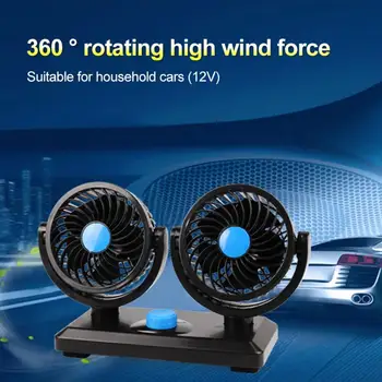 

Mini Car Fan 12V/24V Dual Head 360 Degree Rotation Variable Speed Air Cooling Low Noise Strong Wind Auto Product Car Accessories