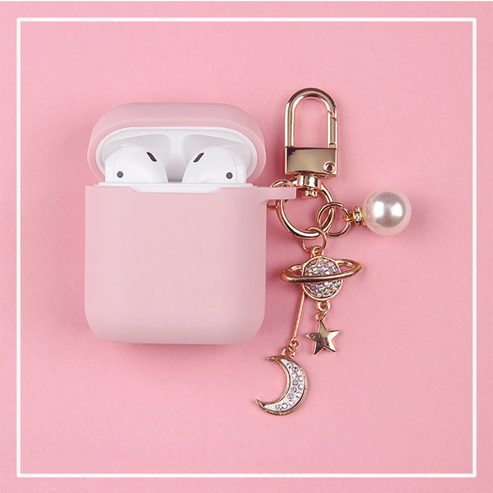 Cosmic Astronaut Spaceman Silicone Case for Apple AirPods 1 2 Case with Keychain Wireless Earphone Case Accessories Cover Box
