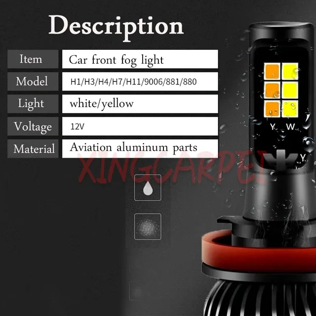 munirater 2pcs H3 LED Fog Light Bulbs High Power India