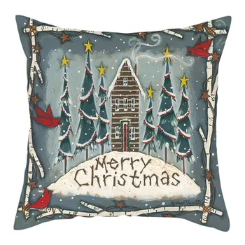 

Fuwatacchi Christmas Cushion Cover Snow Pillowcase Decorative Short Plush Home Sofa Chair Decorative Merry Christmas 45*45cm