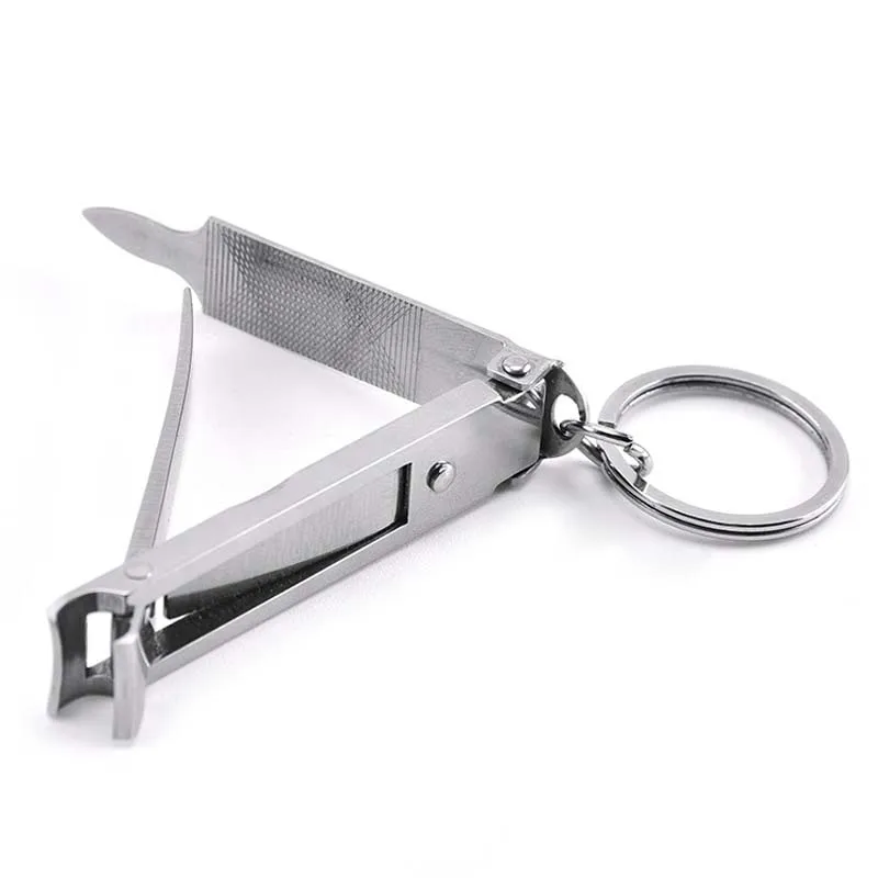 Stainless Steel Ultra-thin Foldable Hand Toe Nail Clippers 5 IN 1 Cutter Trimmer Manicure Scissors With Free Nail File With Ring
