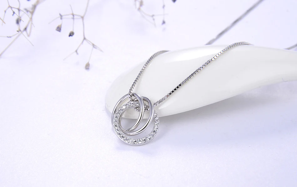 ORSA JEWELS, ожерелье с подвеской из чистого 925 пробы серебра для женщин, прозрачный AAAA циркон, комбинированный круг, модные вечерние ювелирные изделия в подарок SN175