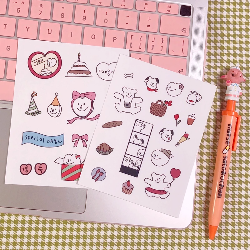 

Ins Hot Bear PVC Sticker Color Sticker Cartoon Style Hand Account Decoration Wall Stickers Campus Stationery Children Gift