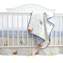 Хлопковые детские постельные принадлежности для кроватки, комплект детской кроватки, защитная планка, детские подушки, юбка для детской кроватки, чехол для кроватки(динозавр, комплект из 3 предметов, без бампера