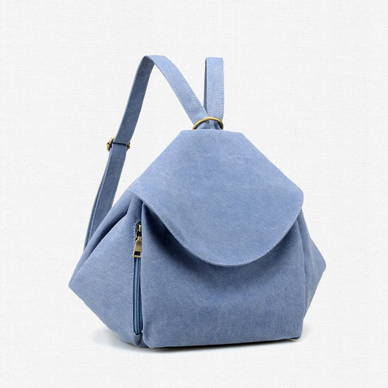 Sky Blue Холщовый женский рюкзак, многофункциональные школьные сумки для девочек-подростков, маленький рюкзак, женская модная сумка через плечо - Цвет: Sky Blue