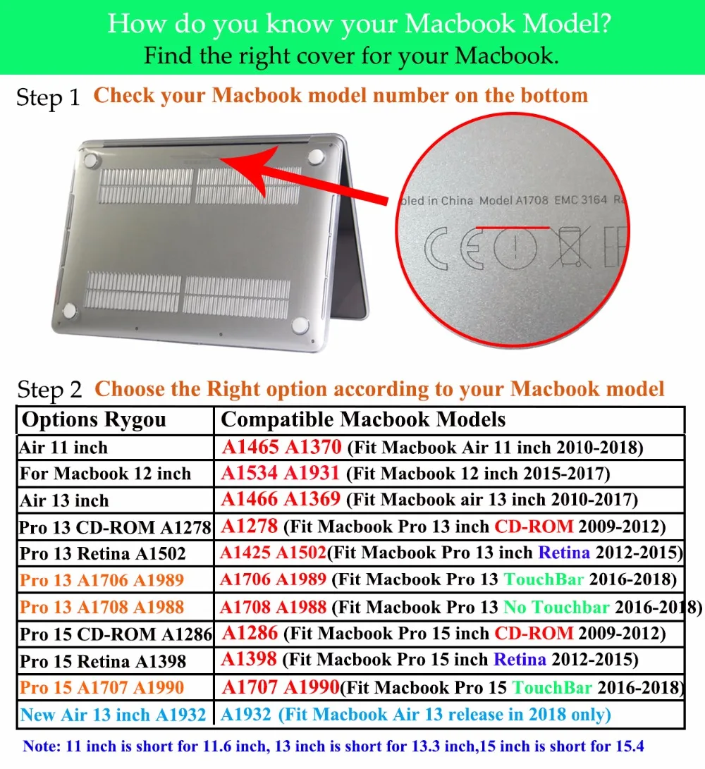 RYGOU кристально чистый матовый жесткий чехол для Macbook Pro 13 дюймов A1278 клавиатуры +