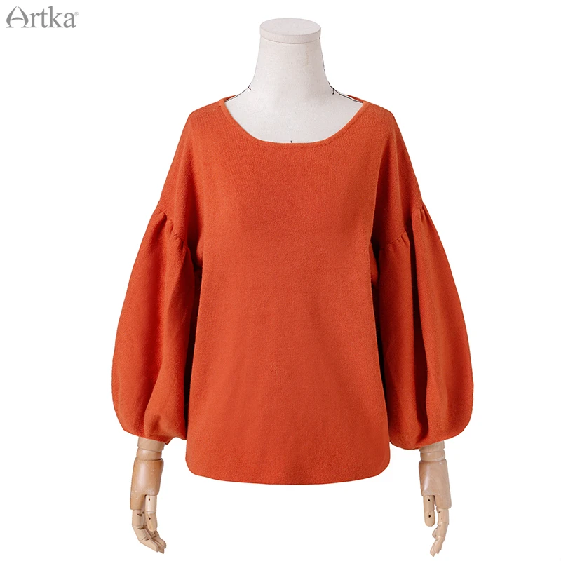 ARTKA Осень Зима женский свитер модный минималистичный вязаный свитер пуловер с круглым вырезом свитер для фейерверка YB11395Q