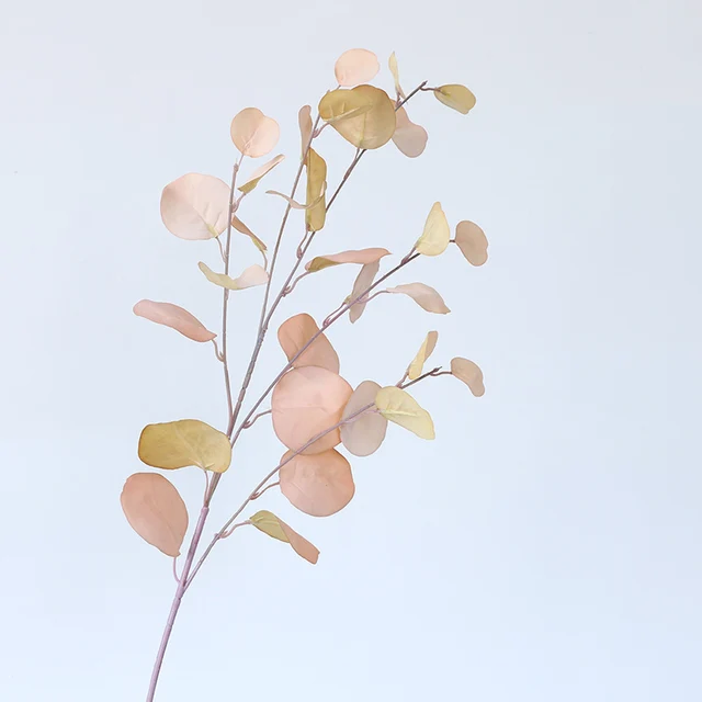 Autumn Artificial Plant Faux Leaves Eucalyptus Long Branch Wedding Home Decoration Silk Flowers Fake Plants DIY Wall Arrangement champagne