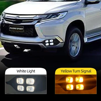 

2Pcs Car LED light For Mitsubishi Pajero Sport 2016 2017 2018 2019 Daytime Running Light DRL Lamp with yellow signal fog lamp