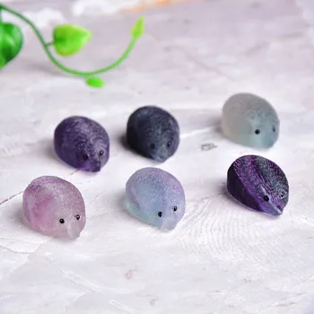 

Natural fluorite hedgehog crystal stone animal Reiki healing decorative Handmade Crafts quartz Natural Stone Carved Home Decor