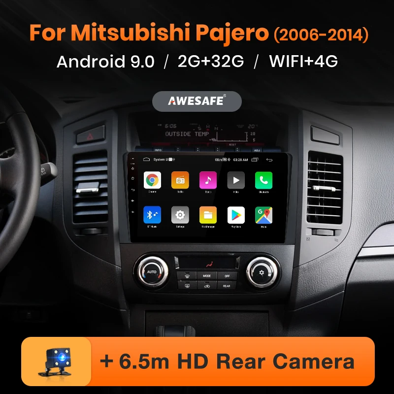 AWESAFE для Mitsubishi Pajero 2006 2007 2008 2009-2014 Автомобильный Радио Мультимедийный видео плеер