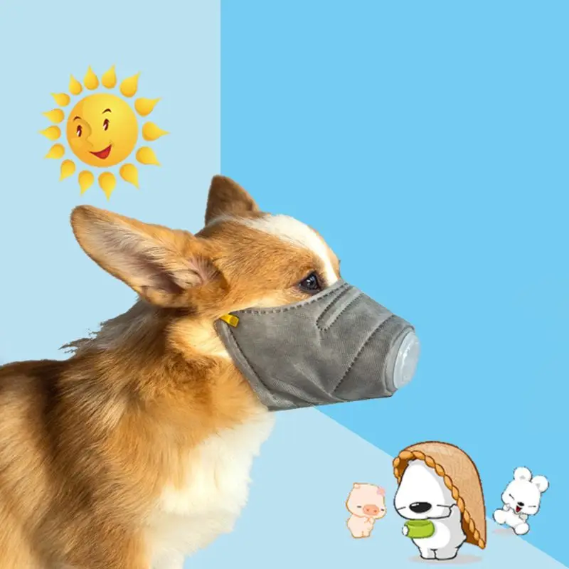 Dog Protective Muzzle Mask Pet Respiratory PM2.5 Filter Anti Dust Fog Puppy Mouth Cover L41A