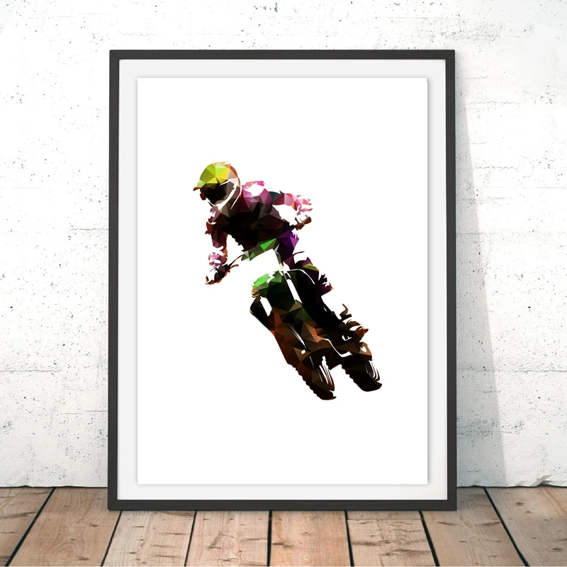 Motocross Racing Poster Prints Abstract Polygonal Motorcycle Illustration Canvas Painting Boys Room Decor Home Art Wall Decor Painting Calligraphy Aliexpress