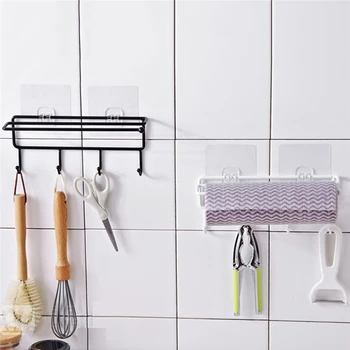 

Non-Marking Glue-Free Perforated Kitchen Wrought Iron Bathroom Racks Towel Roll Paper Wall-Mounted Storage Rack