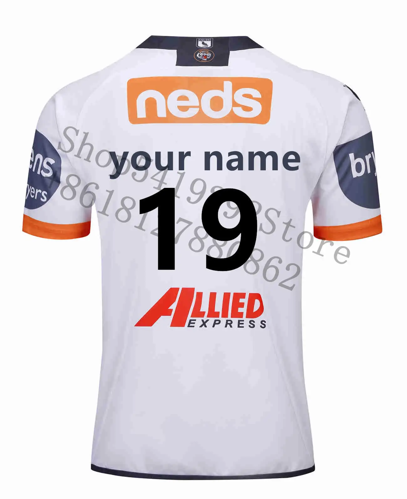 name number /20 WEST, Реплика для регби, футболка с изображением тигра, белого цвета, размер: S-3XL, заказное имя и номер, 10 штук, 1 штука - Цвет: name number