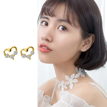 

Mocanie Radiant Zircon Romantic Irregular Tiny Love Hearts 925 Sterling Silver Anti-Allergy Stud Earring for Women Fine Jewelry