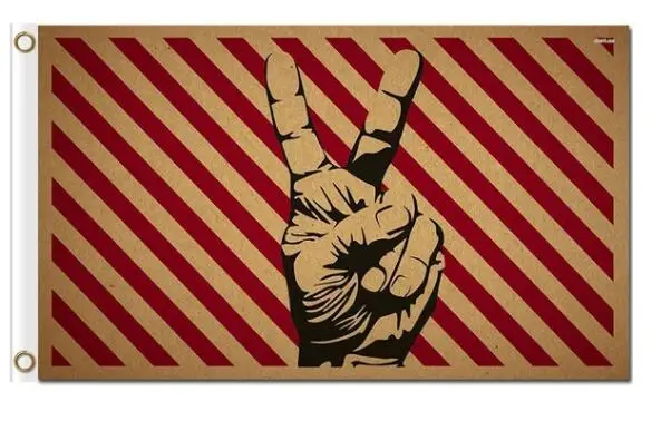 Peace hand gesture vintage 3x5ft flags with grommets rock banner | Дом и сад