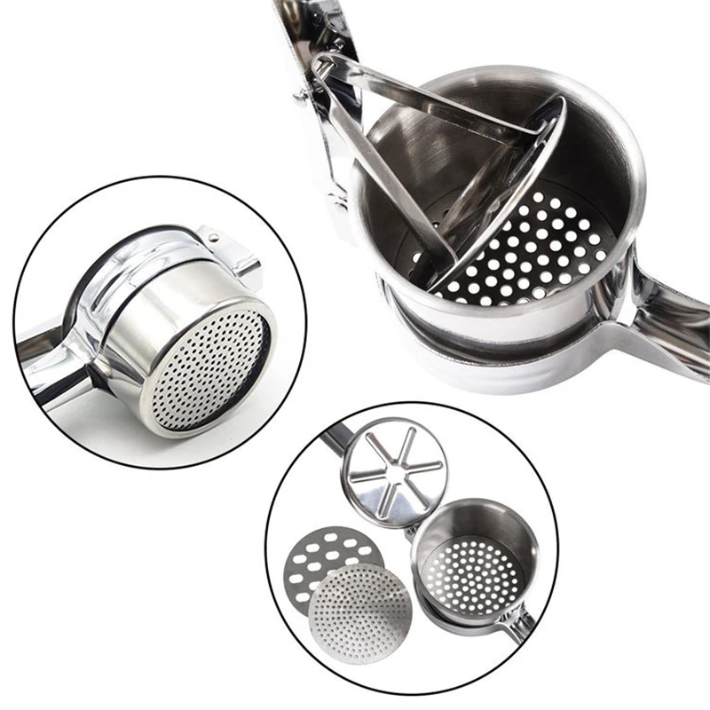 Potato Masher Stainless Steel Potato Ricer Heavy Duty for Baby Food Fruit Vegetable Juicer