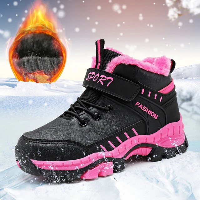 Zapatos antideslizantes para niños y niñas, botas de nieve de piel cálida,  impermeables, calzado acolchado de