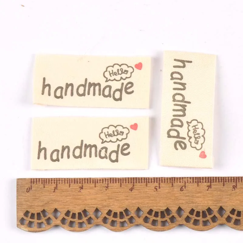 Clothing Labels Garment Tags Sewing Accessories 50pcs Mixed Handmade Printed Cotton Woven