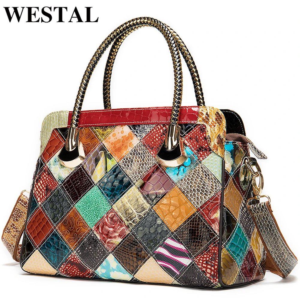 WESTAL-Bolsos De cuero mujer, lujo, con asa superior, de diseñador - AliExpress Maletas bolsas