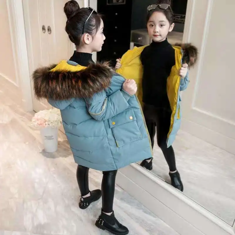 

-30 Degree 2019 Girls Clothing Winter Jacket Thicken Coat Girls Cotton-padded Garments New Cotton-padded Jackets 12Y