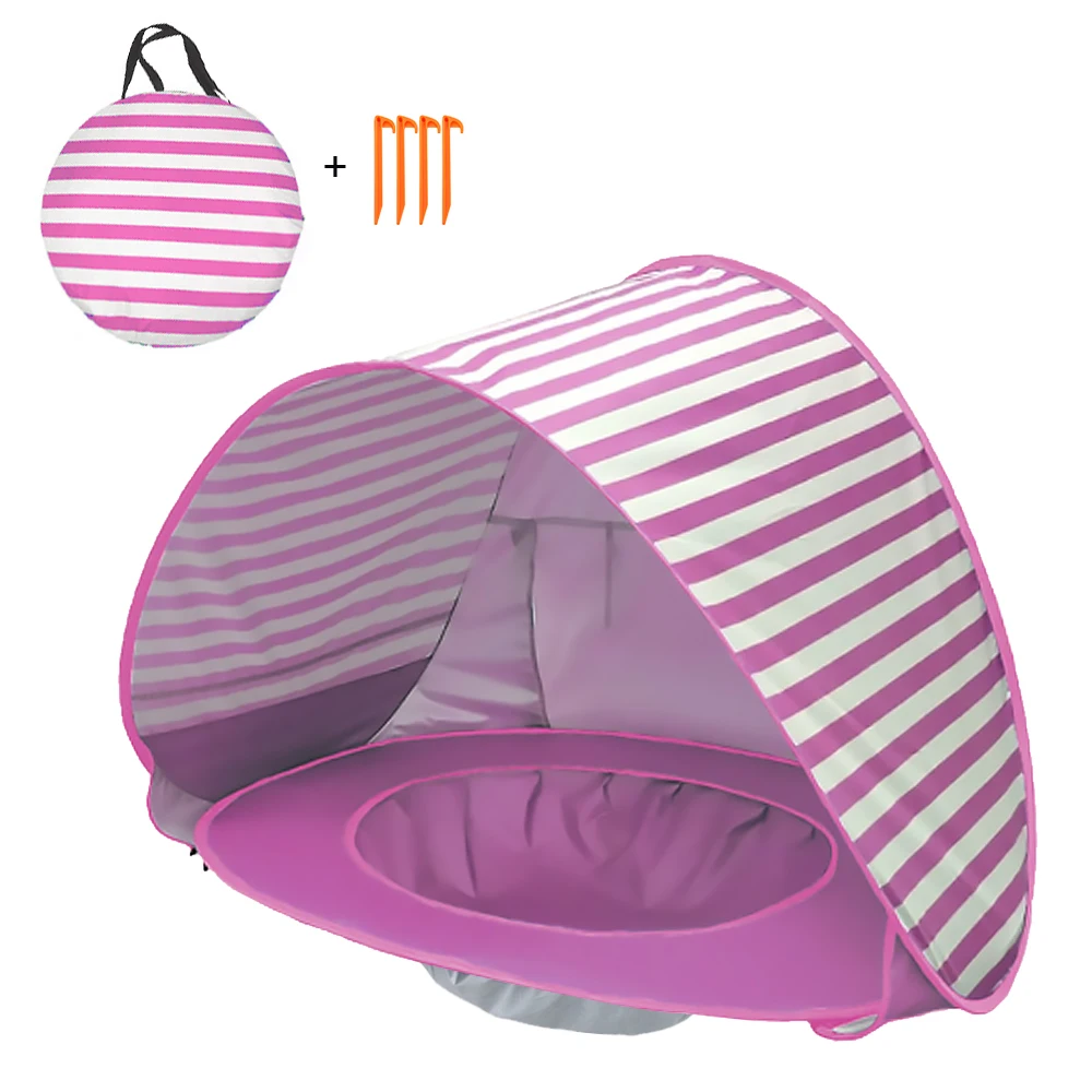 Pink Striped Открытый Сверхлегкий кемпинговый тент всплывающий детский пляжный тент водонепроницаемый УФ-защита Солнцезащитный навес открытый детский солнцезащитный тент с бассейном - Цвет: Pink Striped