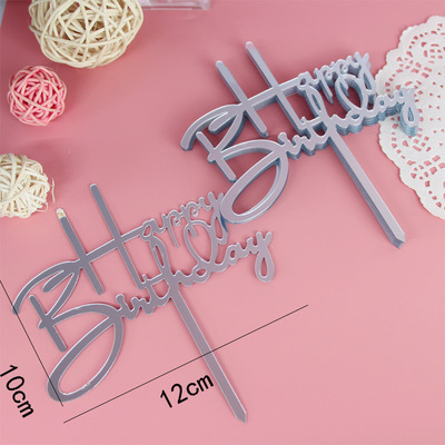 Cake Decorations Topper Acrylic Happy Birthday Cake Topper Sign Boy&Girls Birthday Cakes Dessert Decor Cakes Decor Supplie