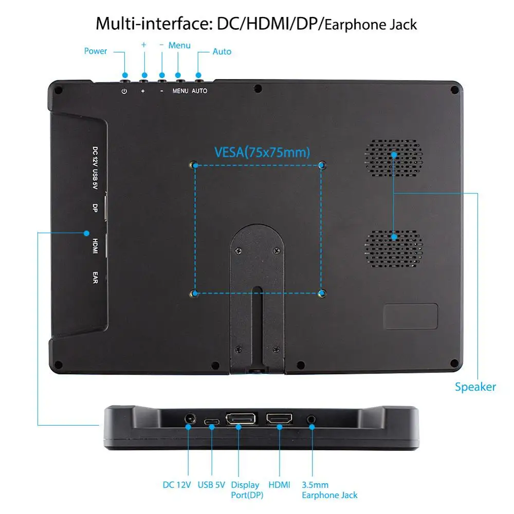  Portable Monitor 10.1 inch 2560*1600P LED Computer Monitors HDMI LCD Display IPS 2K Screen 10.1'' R