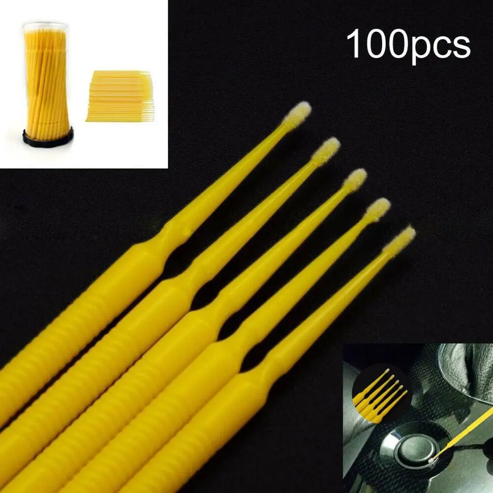 100 uds contacto pintura cepillo micro consejos auto mini cepillo de cabeza coche cabeza 1,0mm mini spray auto aplicador Stick