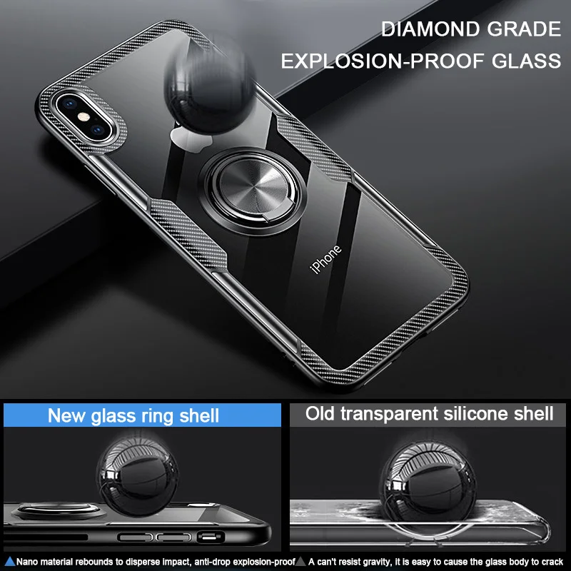 Для iphone 6, 6 S, 7, 8 Plus, X, XS MAX, XR, все включено, чехол, жесткий, с кольцом, с подставкой, магнит, прозрачный, защитный чехол для 11 Pro Max