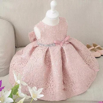 

2020 Summer Girls Dress Lace Bow Flower Girl Wedding Dress
